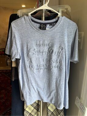 Superdry Men's Light Blue Embossed Logo Tee